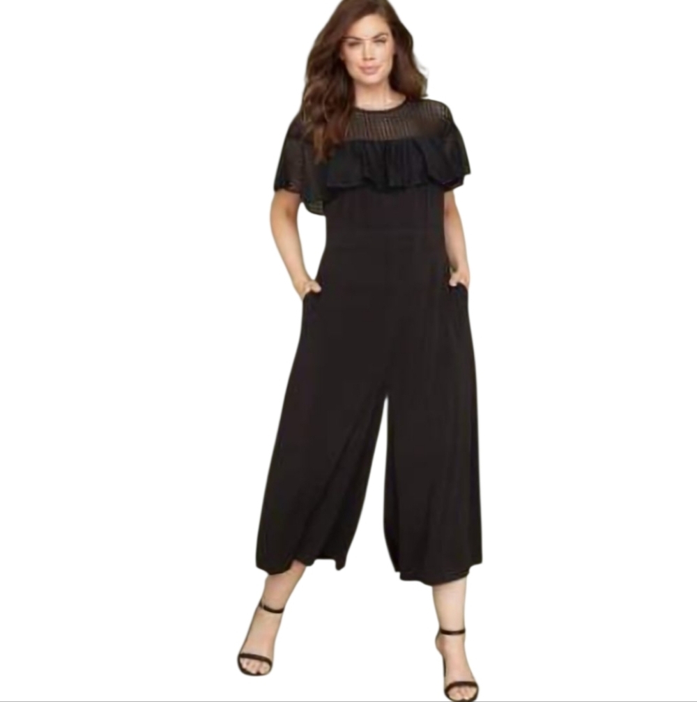 NWT LANE BRYANT Eyelet Lace & Ruffle Jumpsuit, size 22